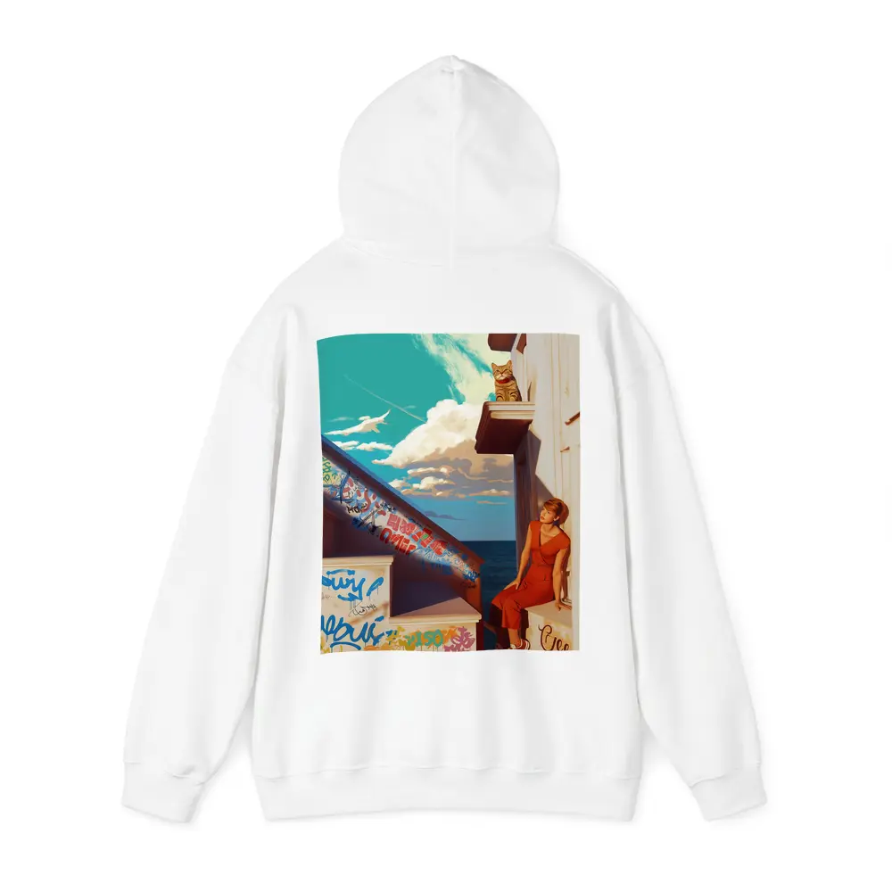 Woman Cat Graffiti Stairs Coastal Urban Art – Hoodies