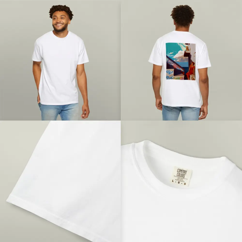 Woman Cat Graffiti Stairs Coastal Urban Art – T-Shirts