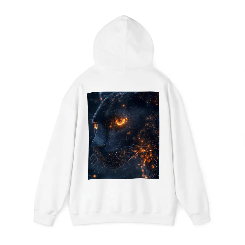 Black Panther Glowing Eyes Dark Starry Background – Hoodies