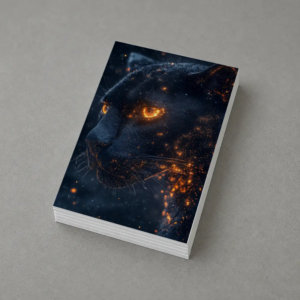 Black Panther Glowing Eyes Dark Starry Background – Postcards