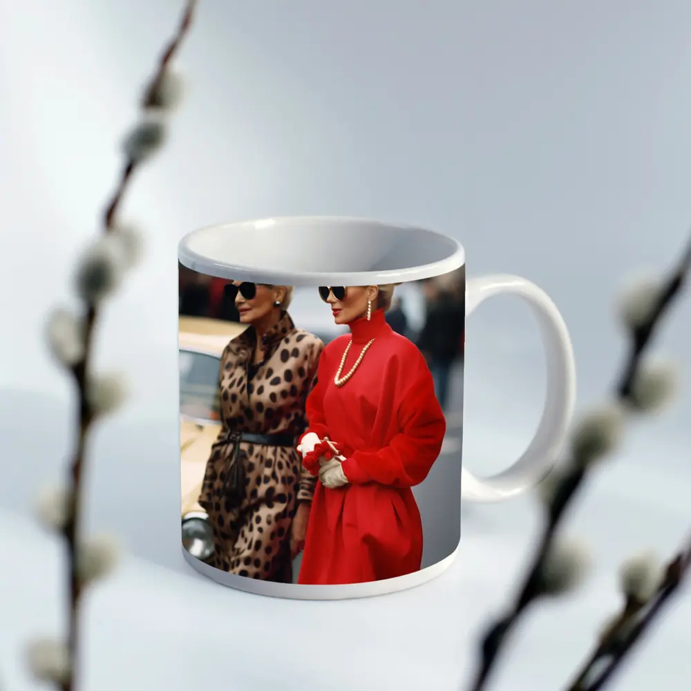 Elegant Women Street Fashion Bold Style – Mugs