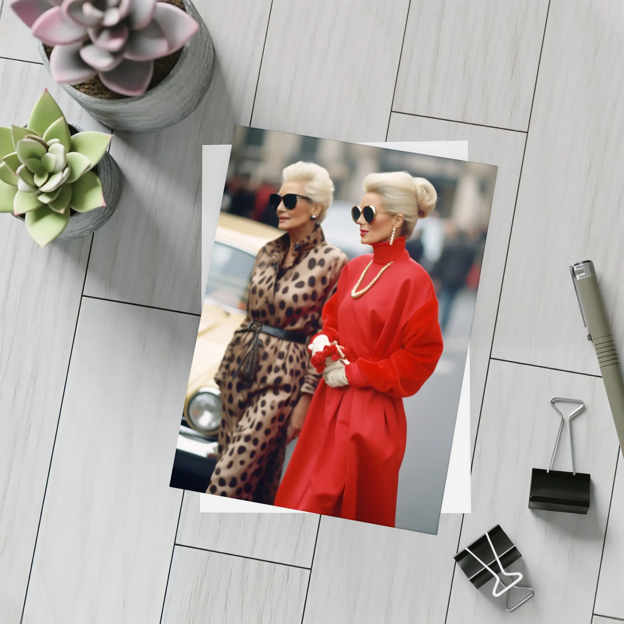 Elegant Women Street Fashion Bold Style – Postcards