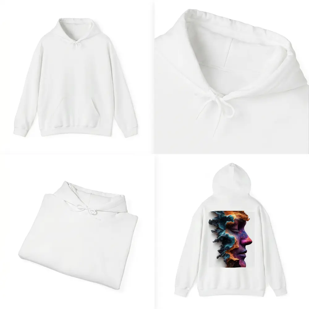 Cosmic Galaxy Woman Face Double Exposure Art – Hoodies