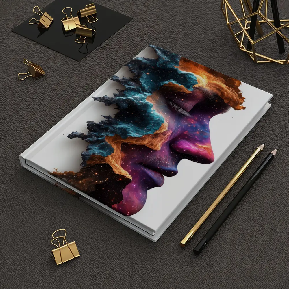 Cosmic Galaxy Woman Face Double Exposure Art – Notebooks