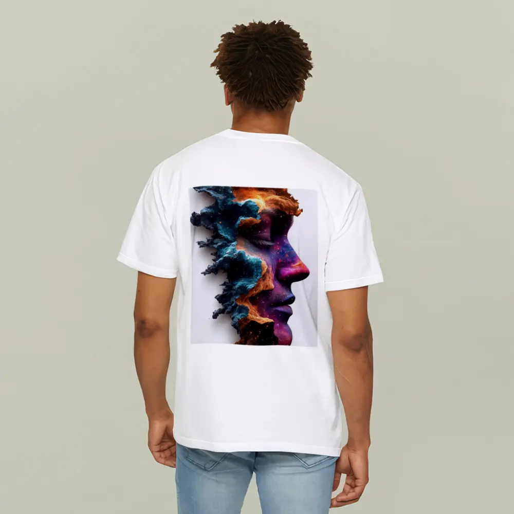 Cosmic Galaxy Woman Face Double Exposure Art – T-Shirts