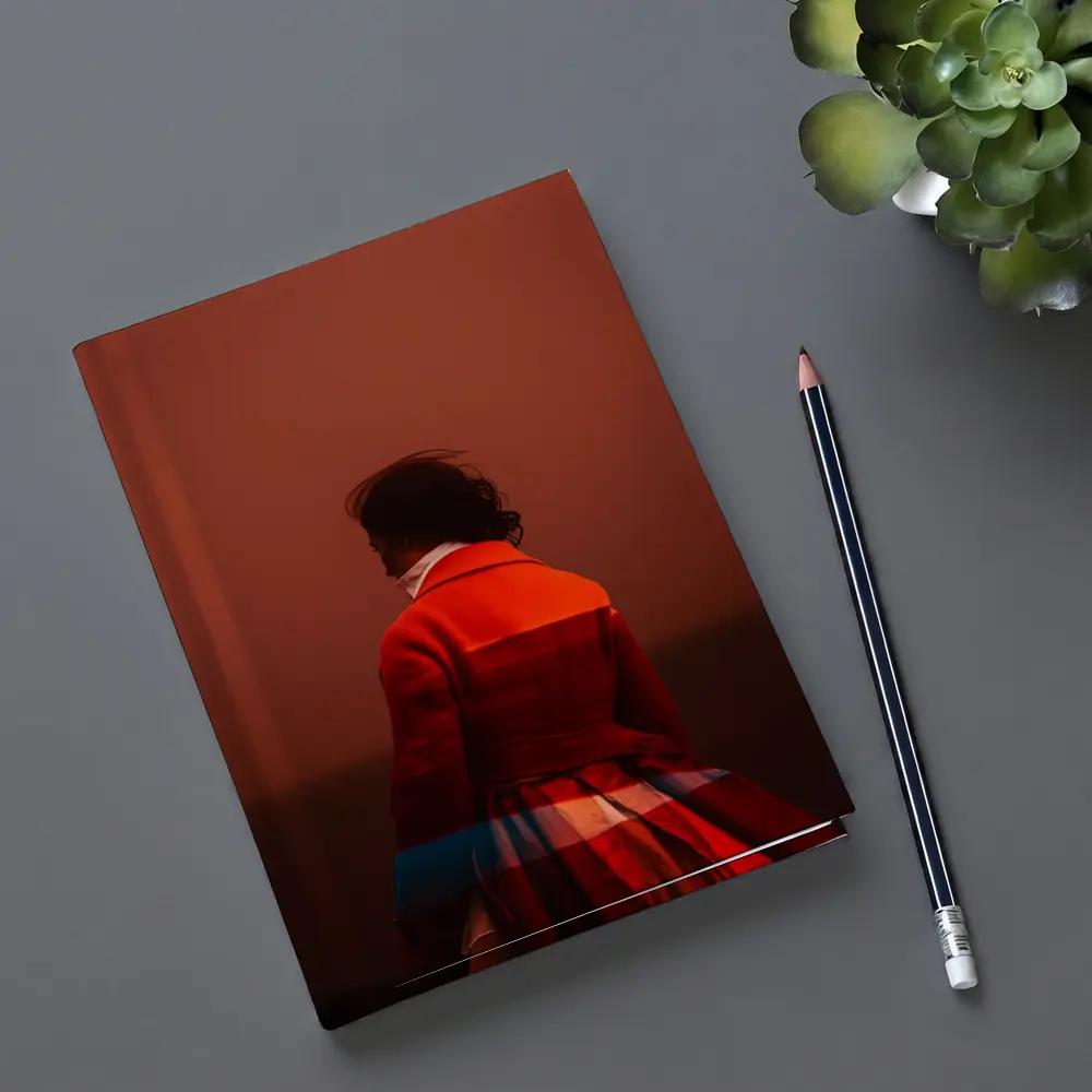 Woman Red Coat Dramatic Sunset Sky – Notebooks