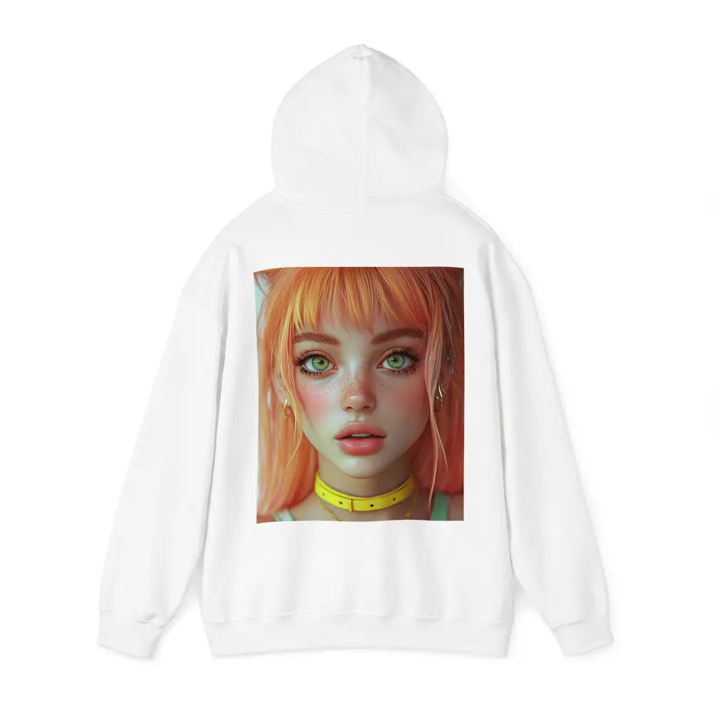 Anime Girl Orange Hair Green Eyes Portrait – Hoodies
