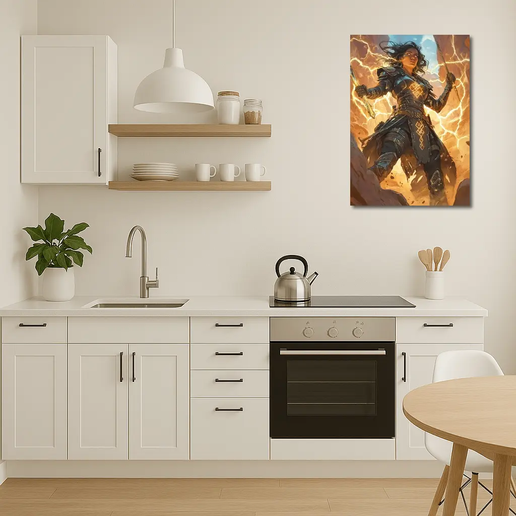 Lightning Warrior Woman Dark Fantasy Art – Wall Art