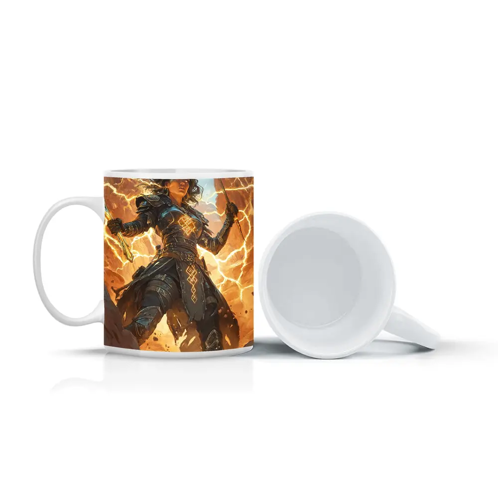Lightning Warrior Woman Dark Fantasy Art – Mugs