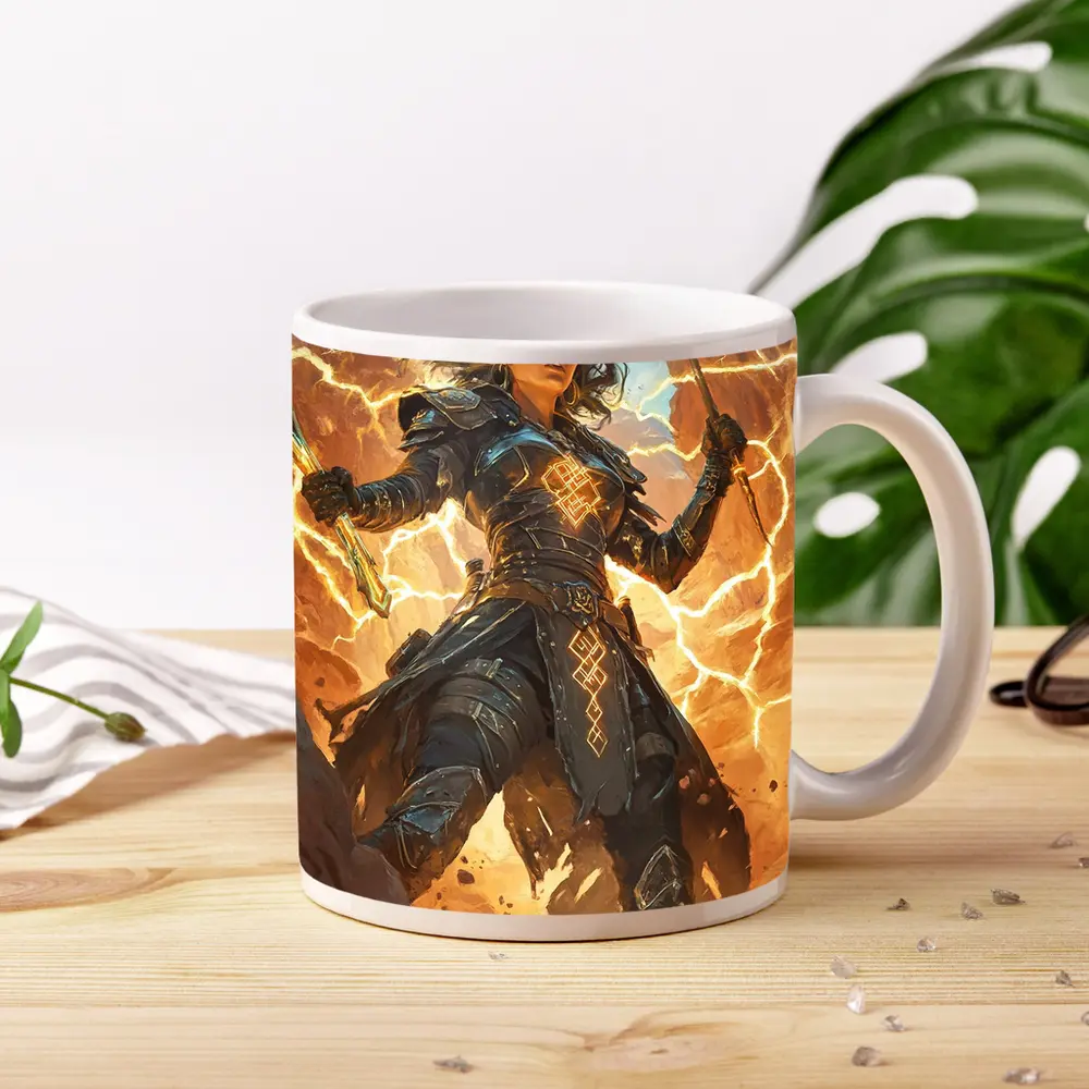 Lightning Warrior Woman Dark Fantasy Art – Mugs
