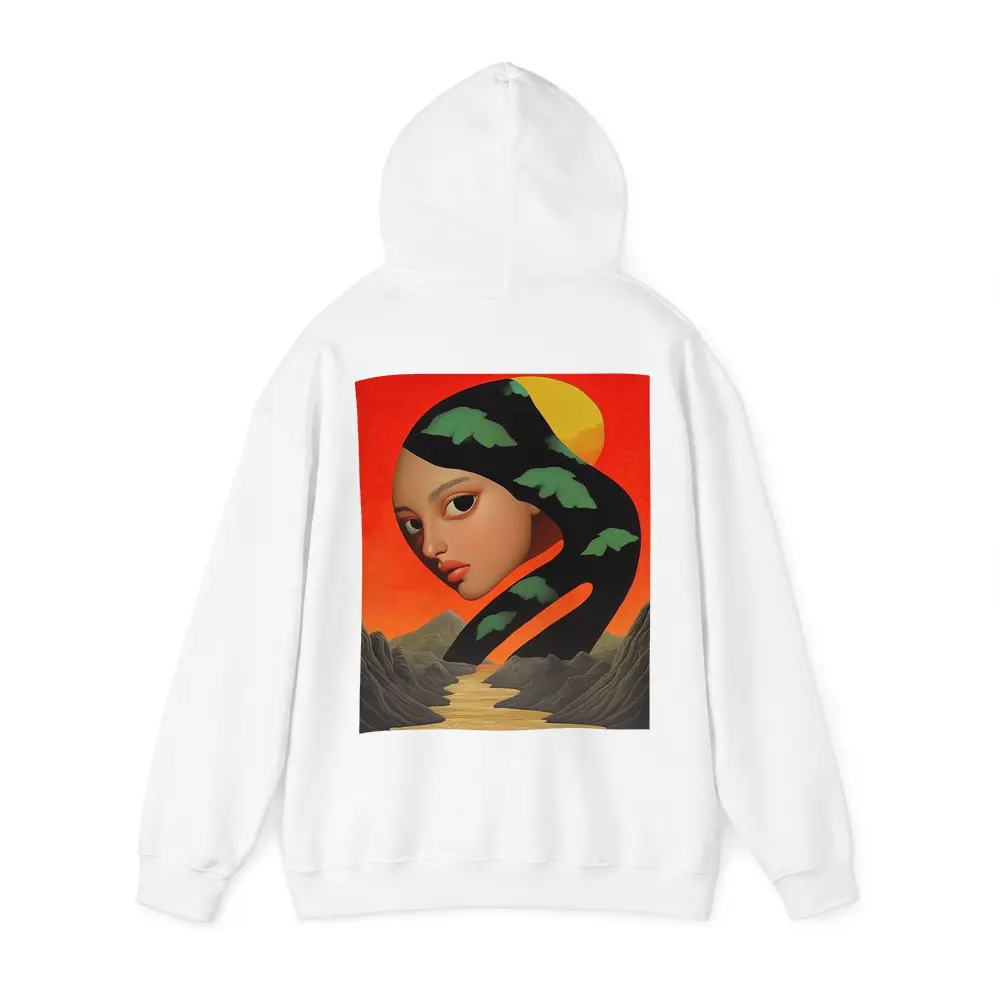 Surreal Woman Face Mountains Sunset Art – Hoodies