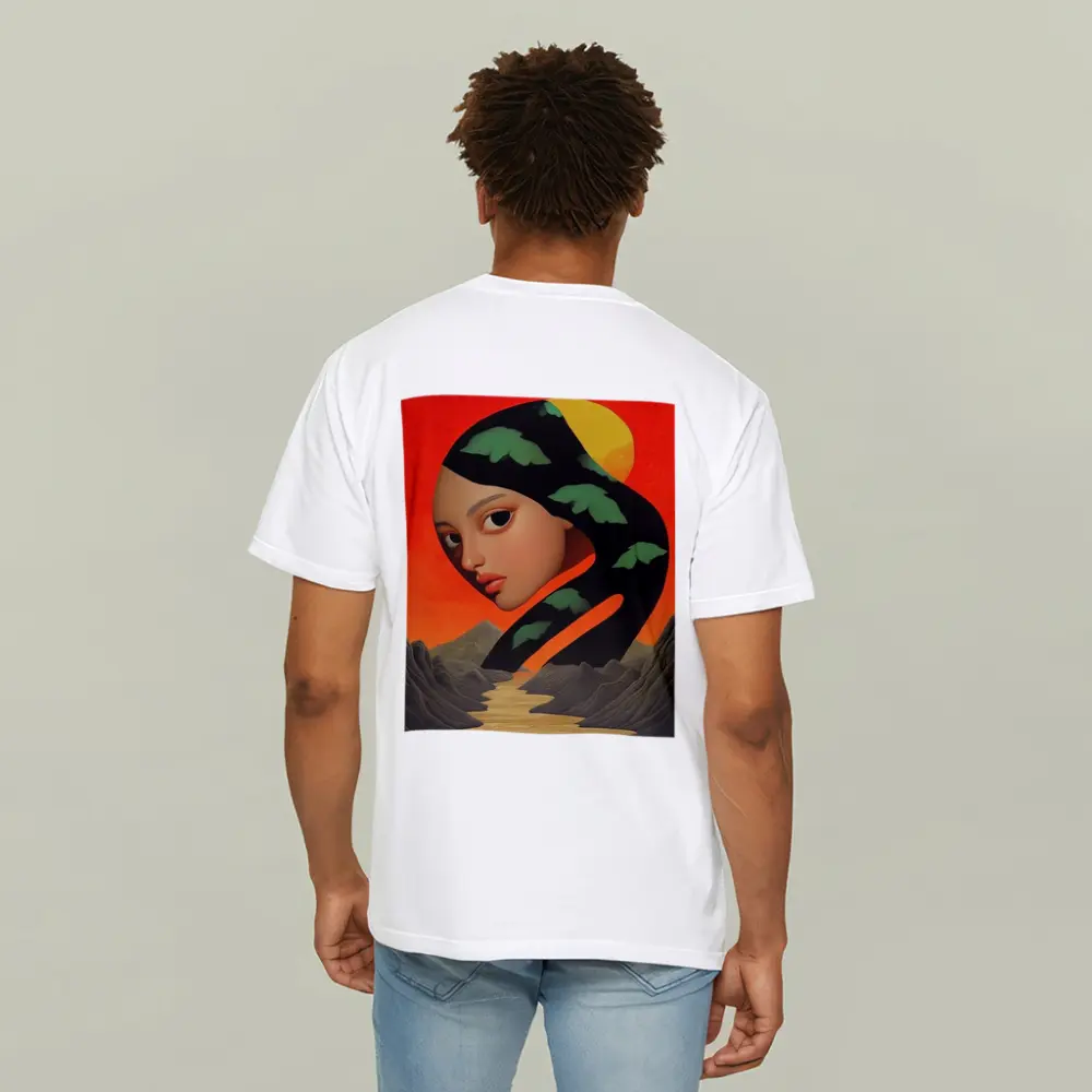 Surreal Woman Face Mountains Sunset Art – T-Shirts