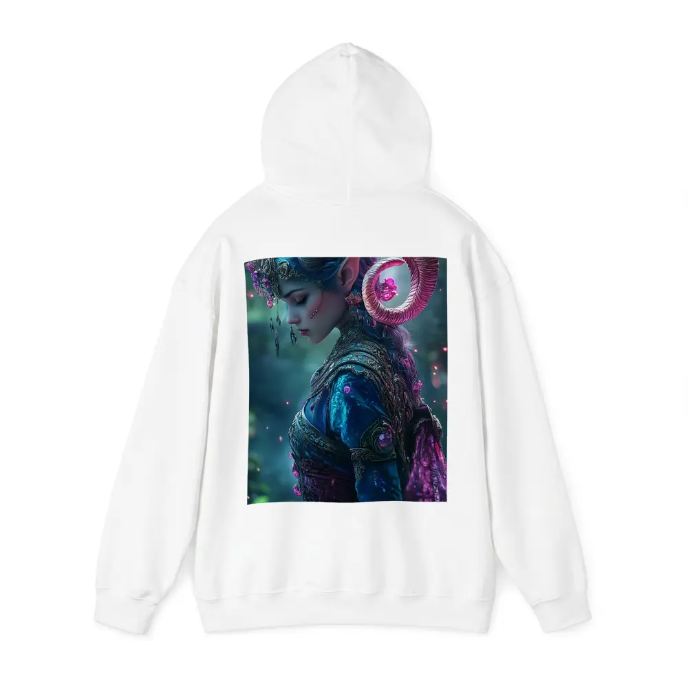 Fantasy Elf Woman with Ram Horns Forest – Hoodies