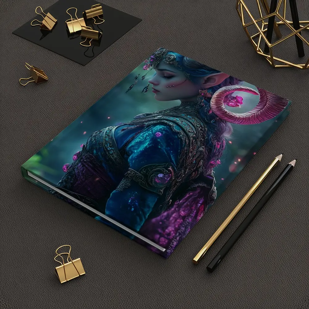 Fantasy Elf Woman with Ram Horns Forest – Notebooks