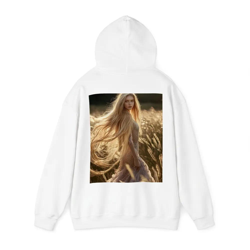 Blonde Woman Golden Field Sunlight Portrait – Hoodies