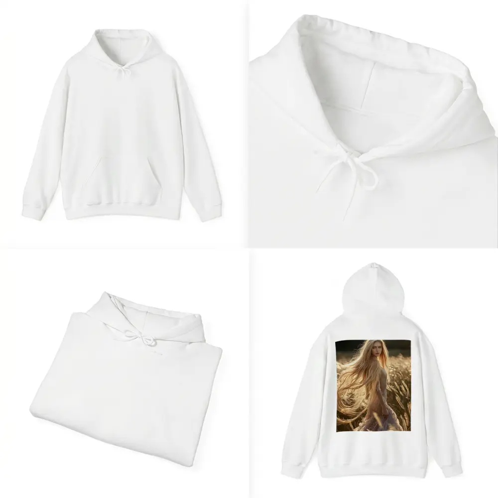 Blonde Woman Golden Field Sunlight Portrait – Hoodies