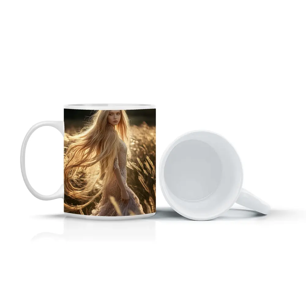Blonde Woman Golden Field Sunlight Portrait – Mugs