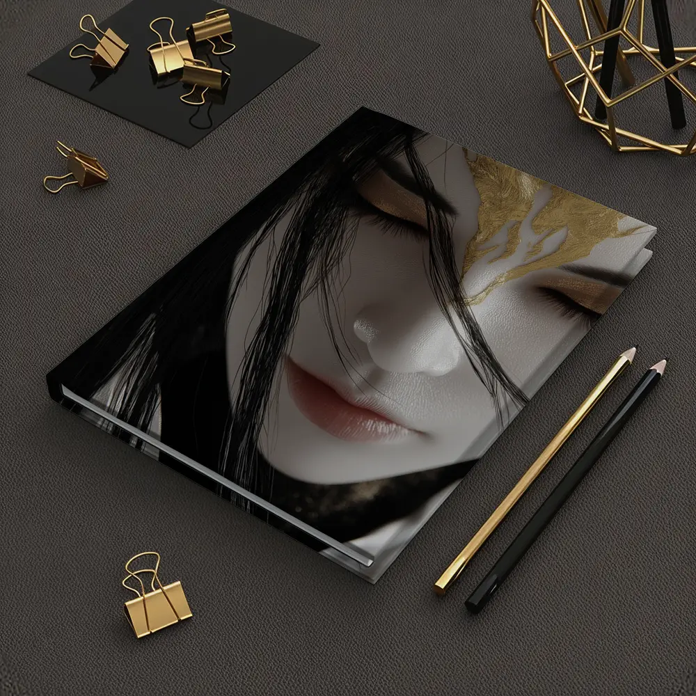 Fantasy Woman Gold Crown Dark Background – Notebooks