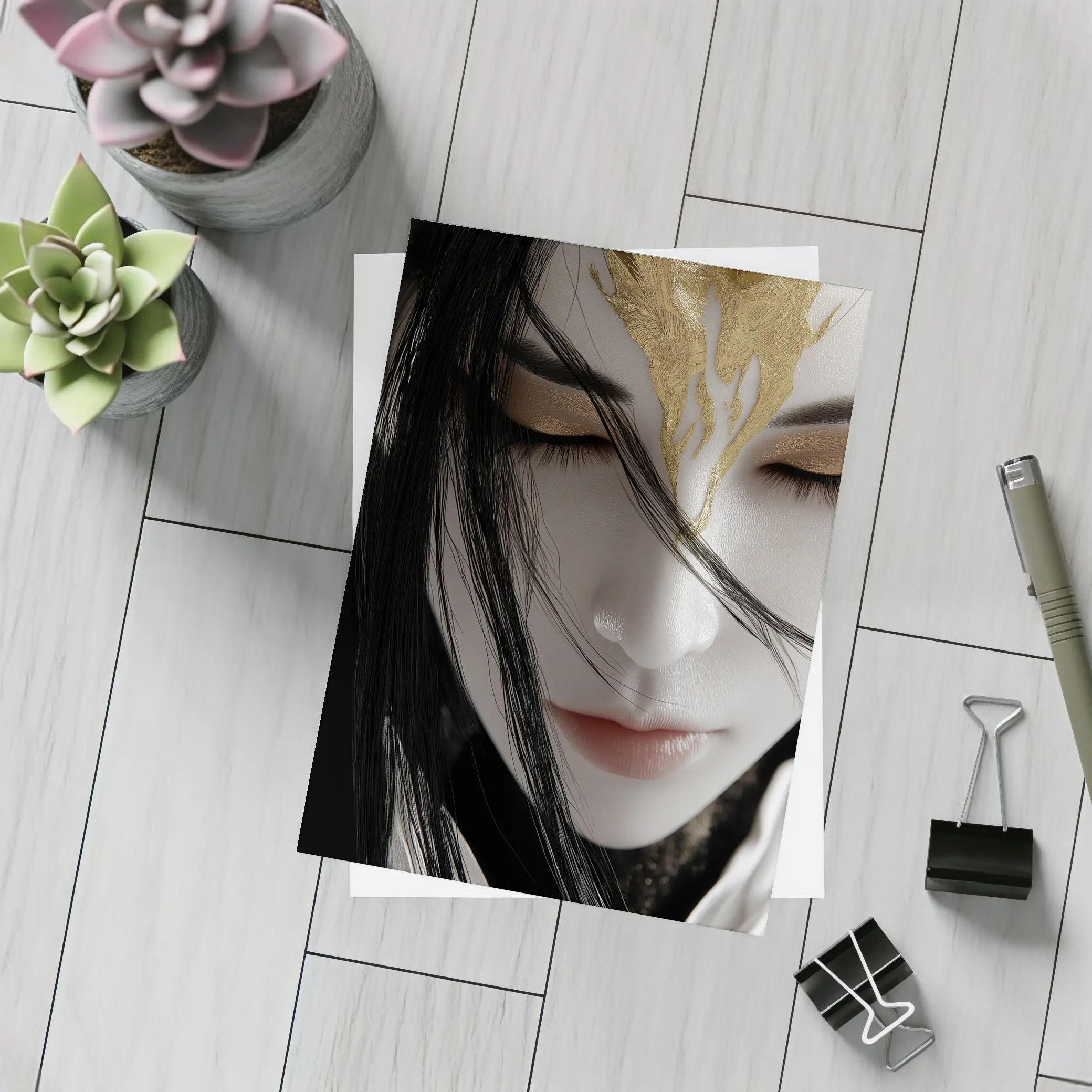 Fantasy Woman Gold Crown Dark Background – Postcards