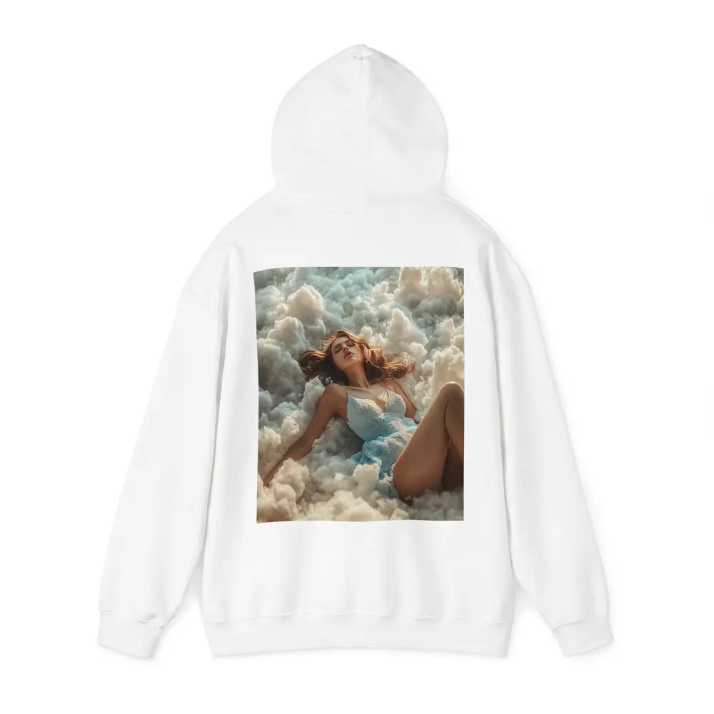 Woman Resting Among Dreamy White Clouds – Hoodies