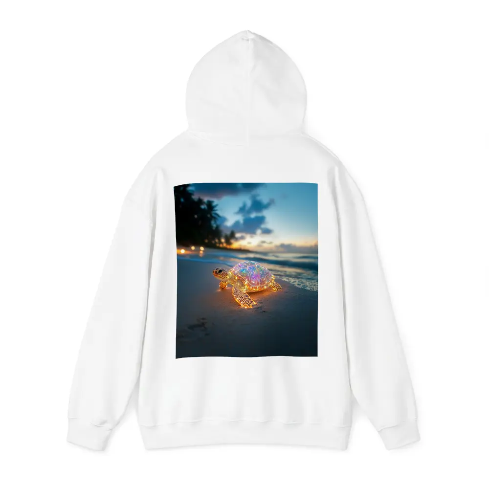 Glowing Sea Turtle on Tropical Beach Sunset – Hoodies