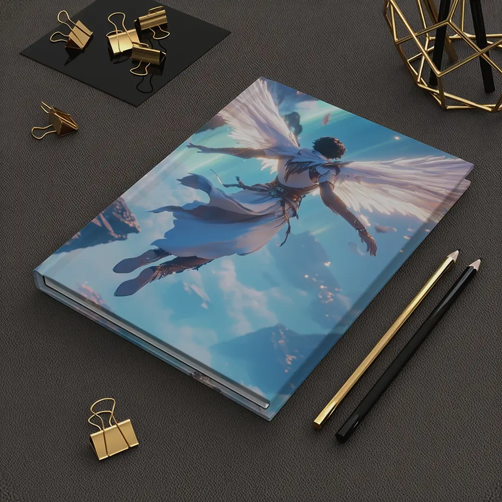 Anime Angel Flying Through Glowing Sky – Notebooks
