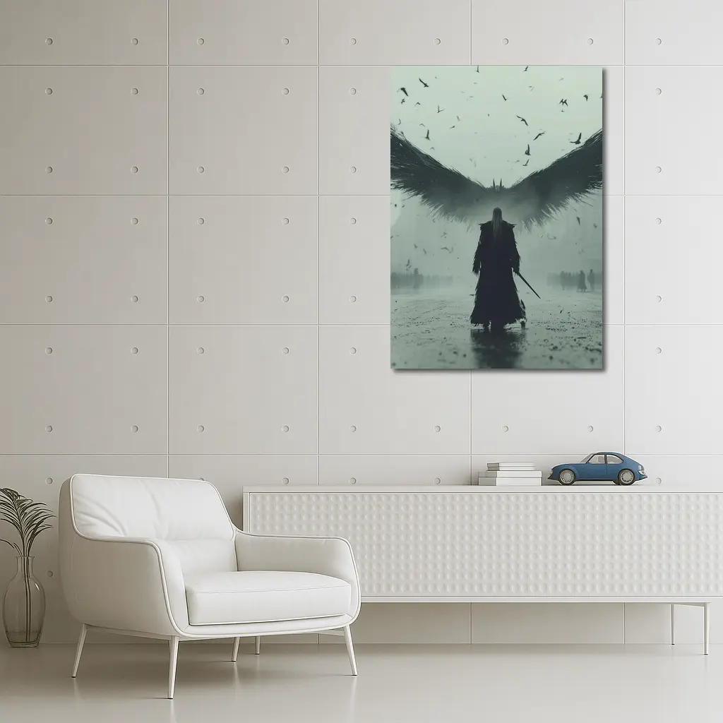 Dark Angel Warrior Misty City Foggy – Wall Art