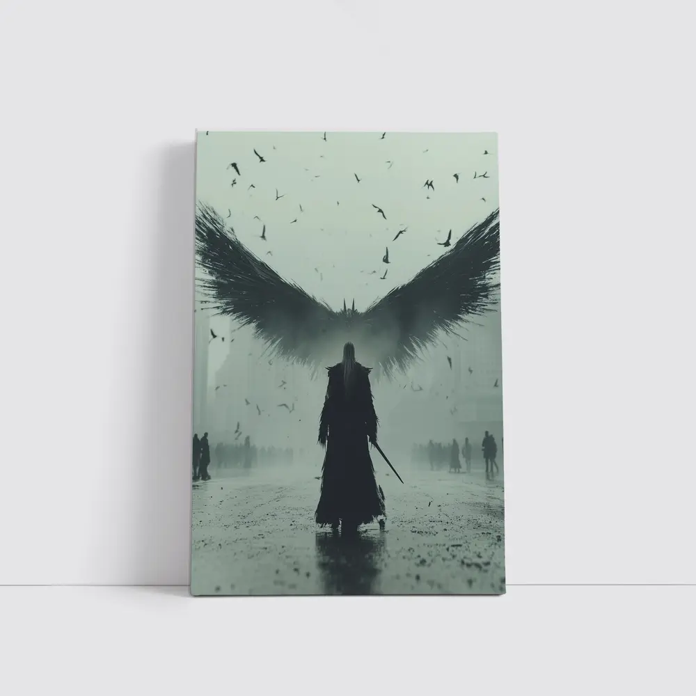 Dark Angel Warrior Misty City Foggy – Wall Art
