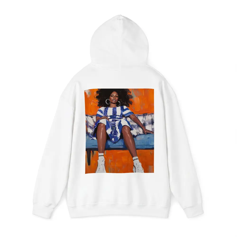 Black Woman Portrait Bold Orange Oil Painting – Hoodies