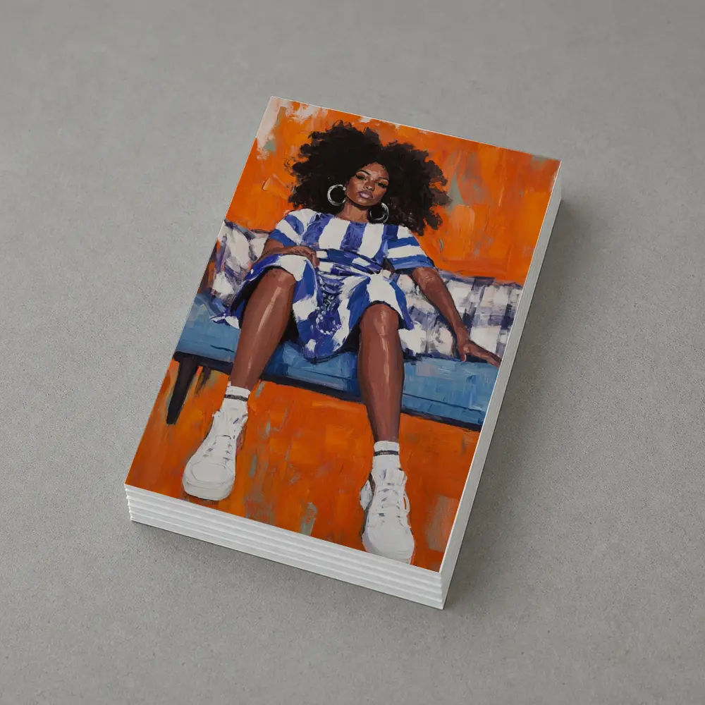 Black Woman Portrait Bold Orange Oil Painting – Postcards