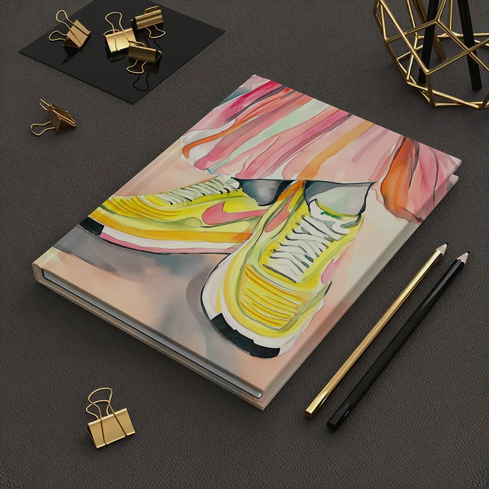 Yellow Nike Sneakers Watercolor Fashion Illustration – Notebooks