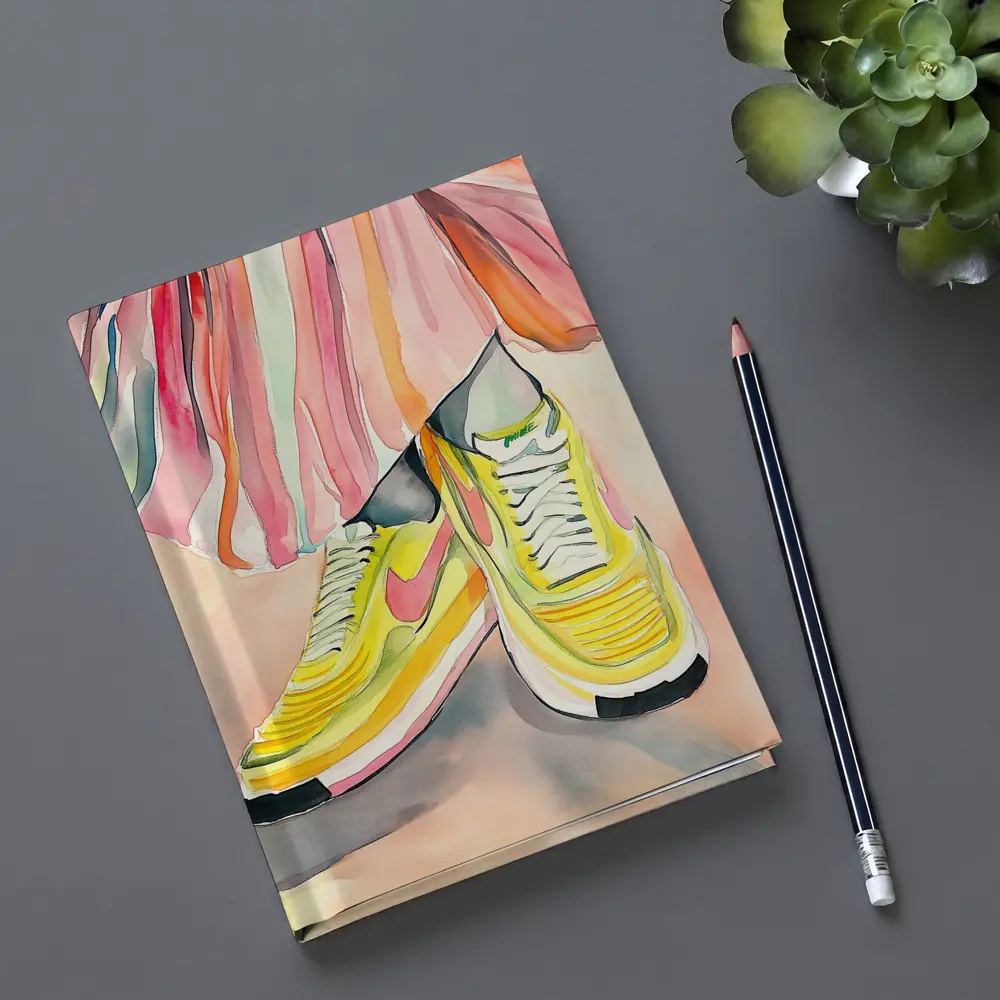 Yellow Nike Sneakers Watercolor Fashion Illustration – Notebooks