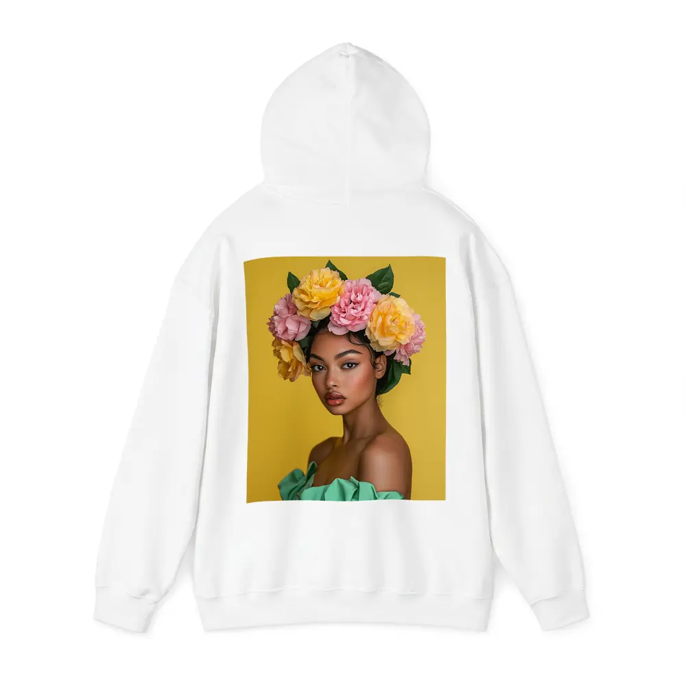 Woman Flower Crown Yellow Background Portrait – Hoodies