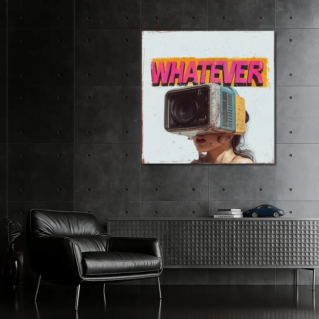 Whatever Retro Camera Head Woman Art – Wall Art