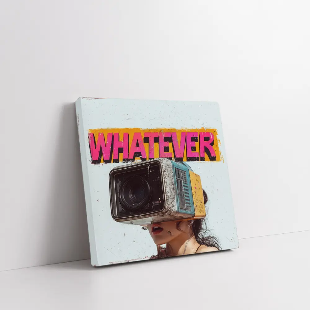 Whatever Retro Camera Head Woman Art – Wall Art