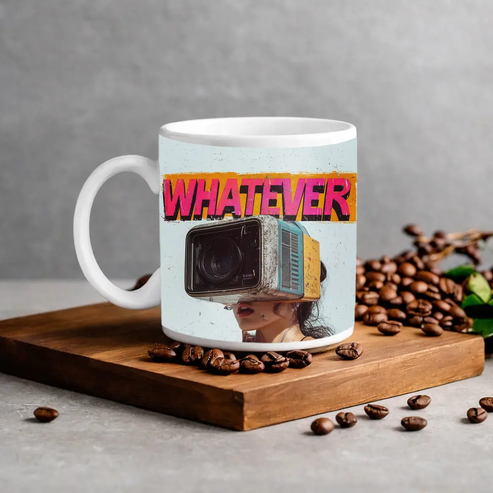 Whatever Retro Camera Head Woman Art – Mugs