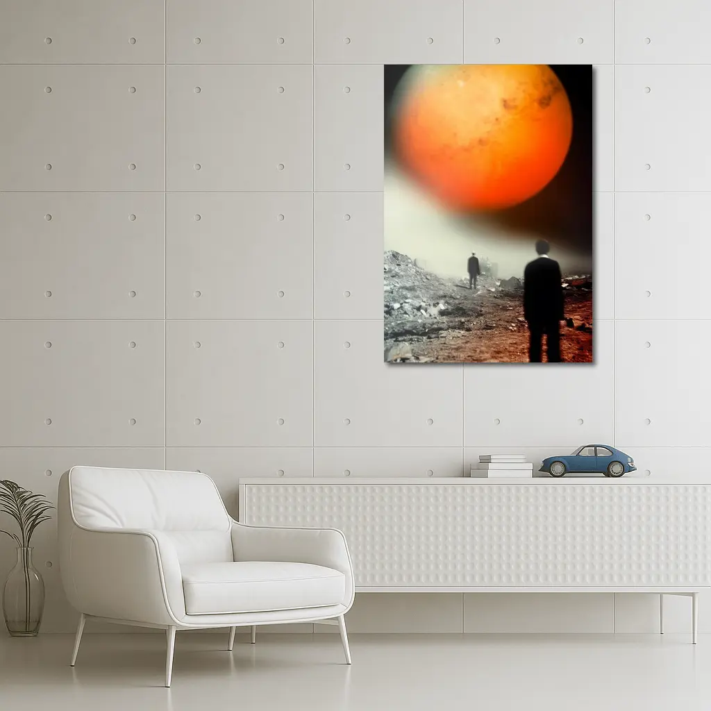 Men Walking Toward Mars Surreal Landscape – Wall Art
