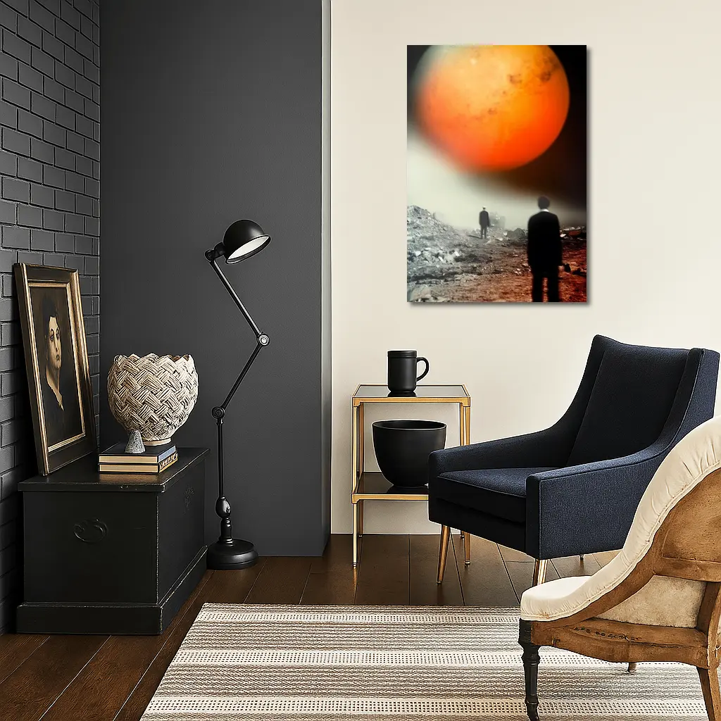 Men Walking Toward Mars Surreal Landscape – Wall Art