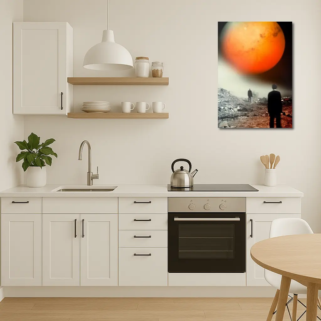 Men Walking Toward Mars Surreal Landscape – Wall Art