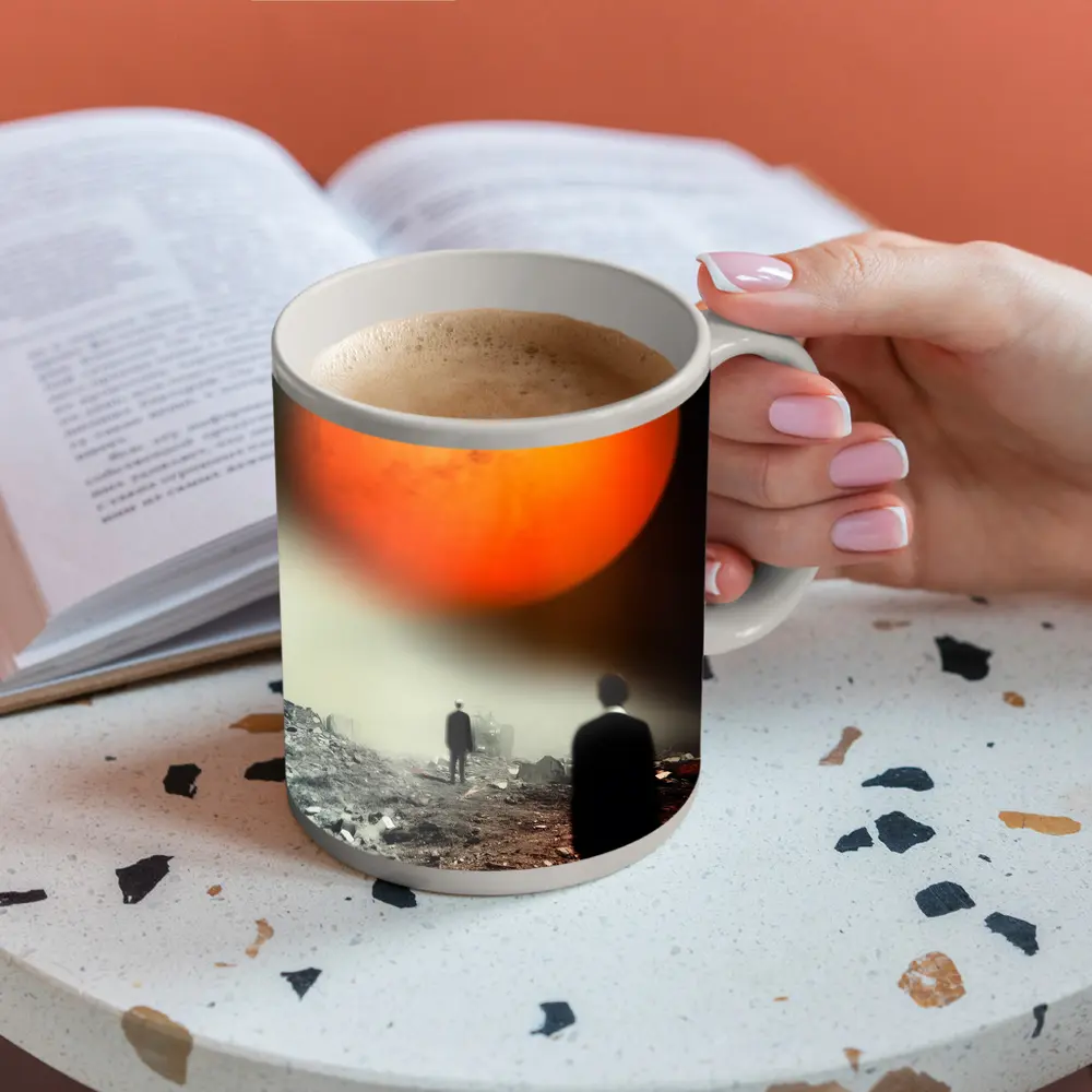 Men Walking Toward Mars Surreal Landscape – Mugs