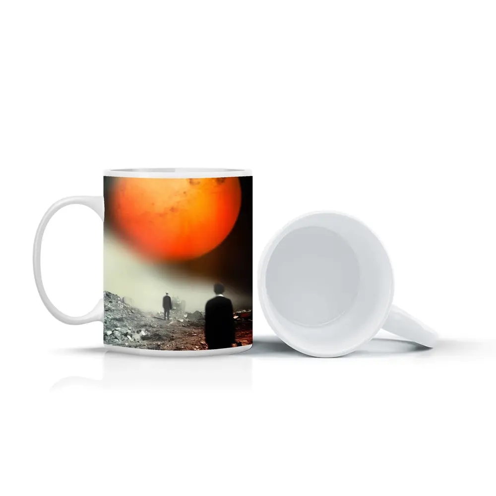 Men Walking Toward Mars Surreal Landscape – Mugs