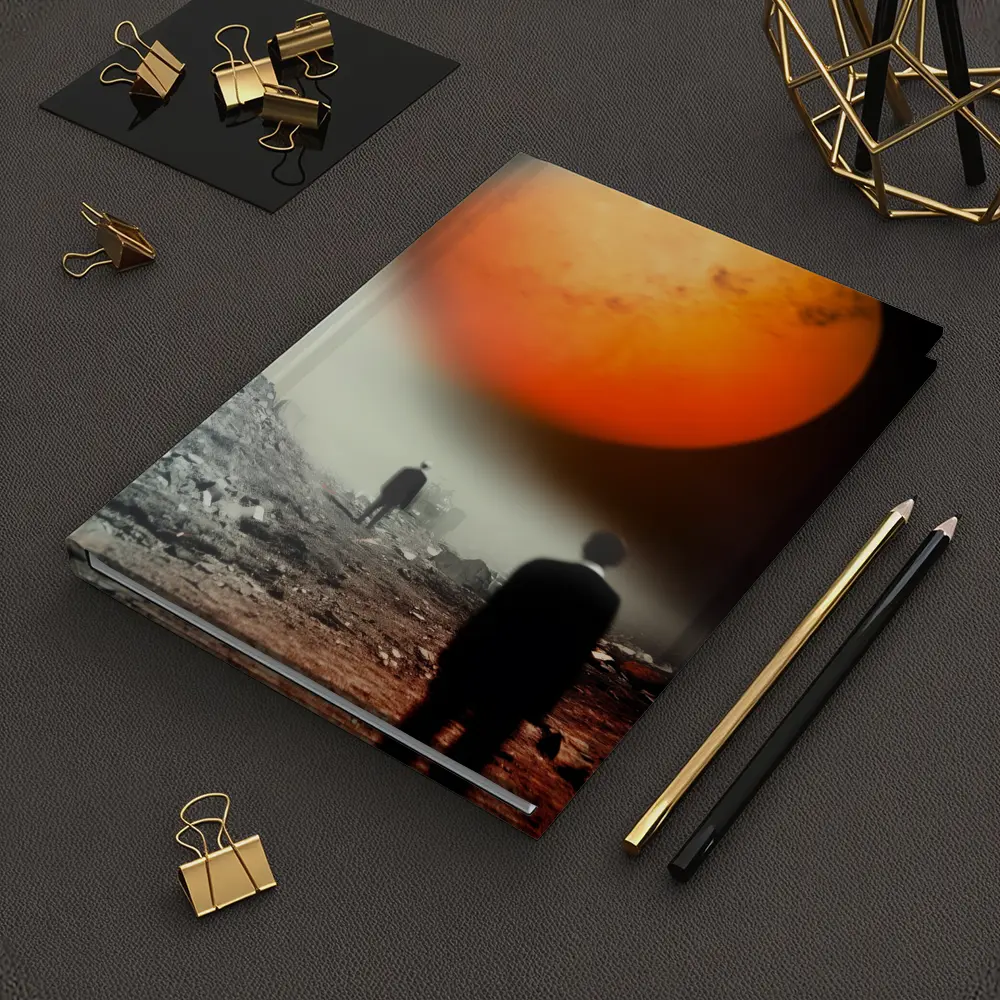 Men Walking Toward Mars Surreal Landscape – Notebooks