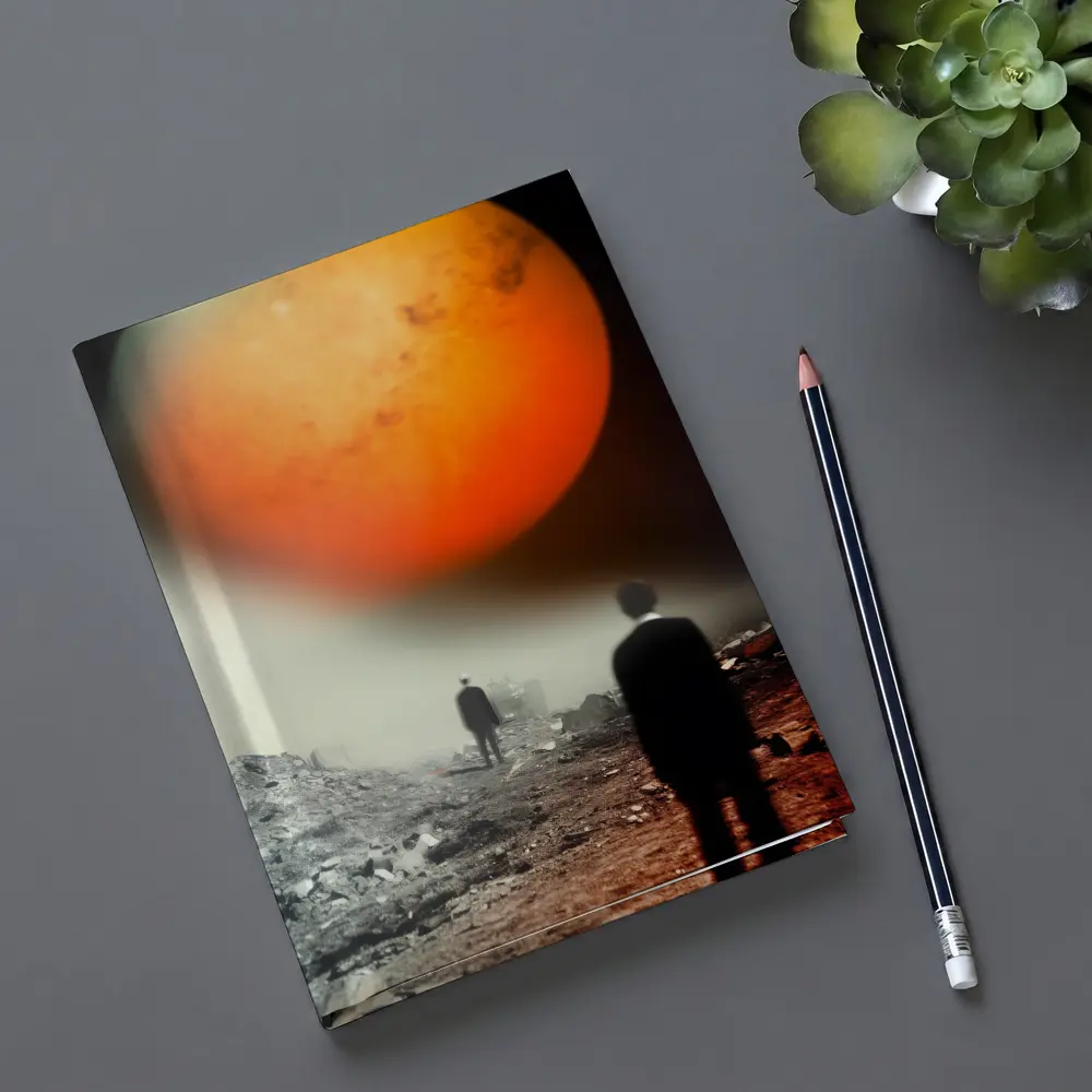 Men Walking Toward Mars Surreal Landscape – Notebooks