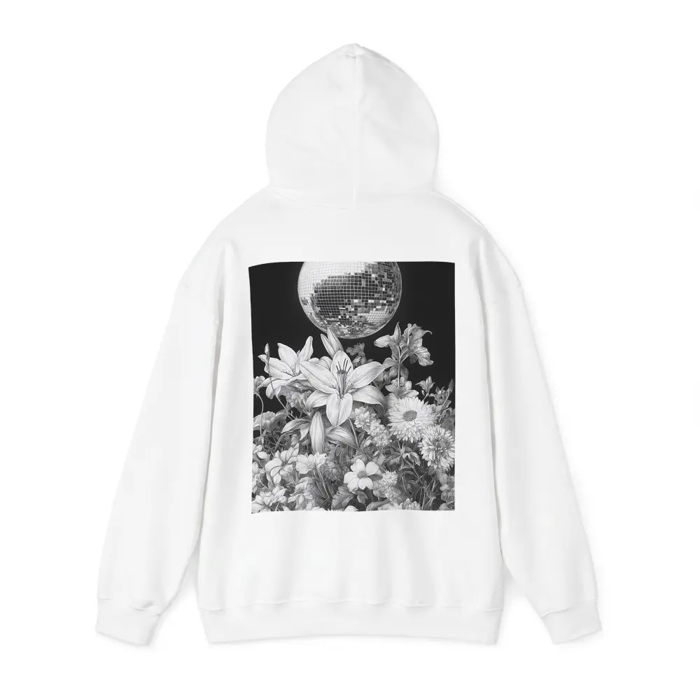 Disco Ball Florals Black White Drawing – Hoodies