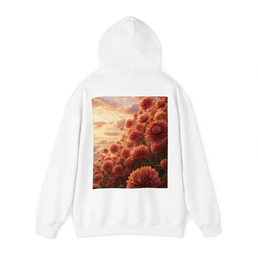 Red Chrysanthums Field Golden Sunset Sky – Hoodies