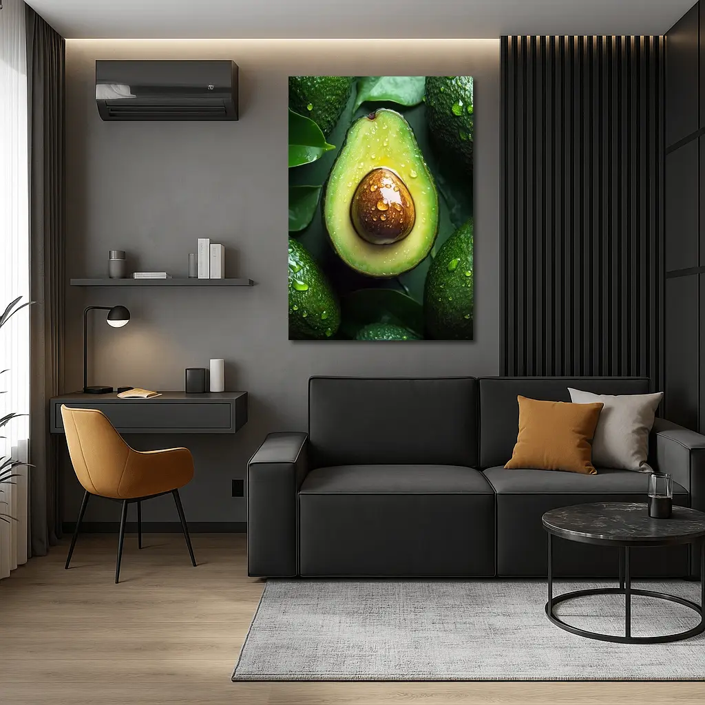 Fresh Avocado Halved With Water Droplets – Wall Art