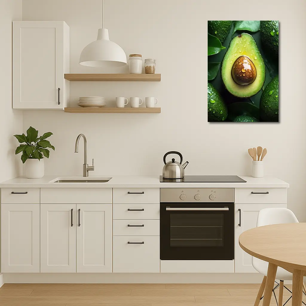Fresh Avocado Halved With Water Droplets – Wall Art