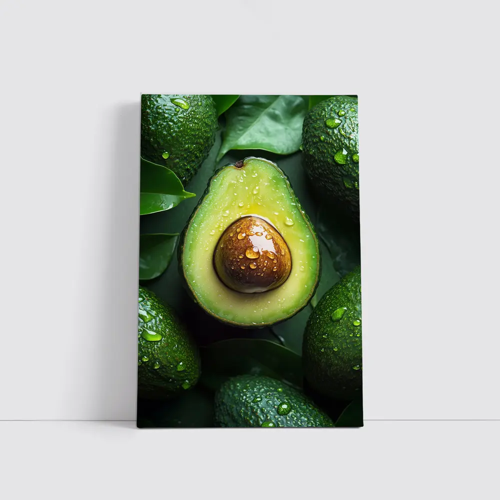 Fresh Avocado Halved With Water Droplets – Wall Art