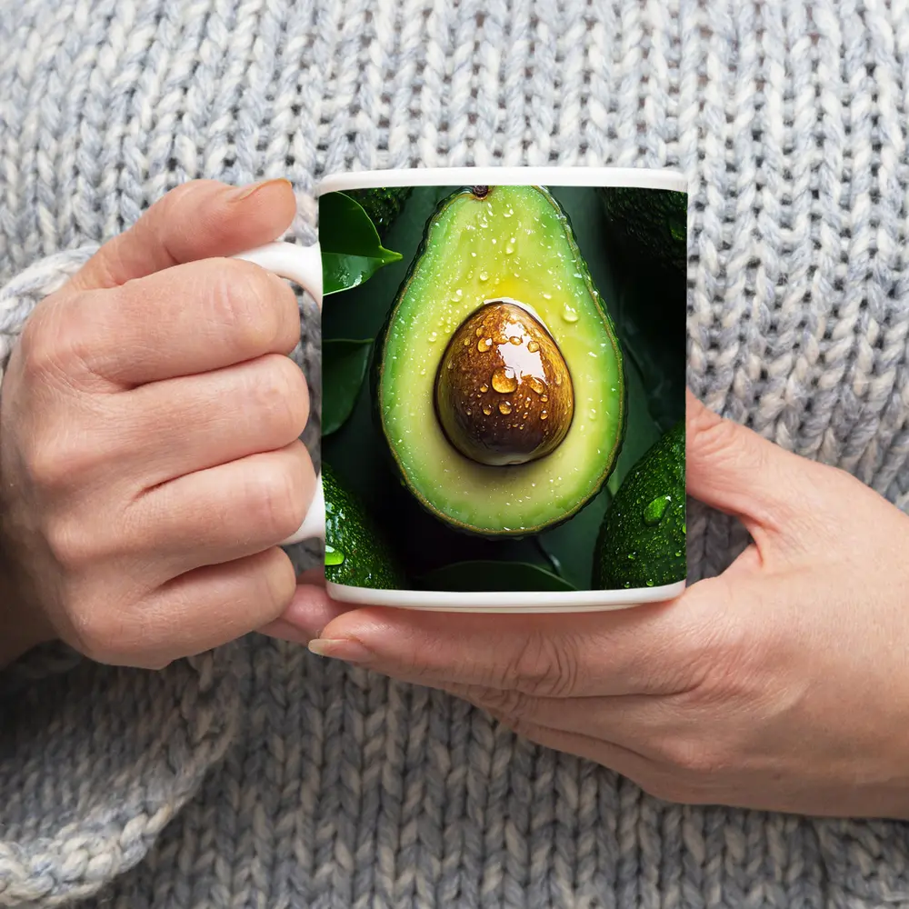Fresh Avocado Halved With Water Droplets – Mugs