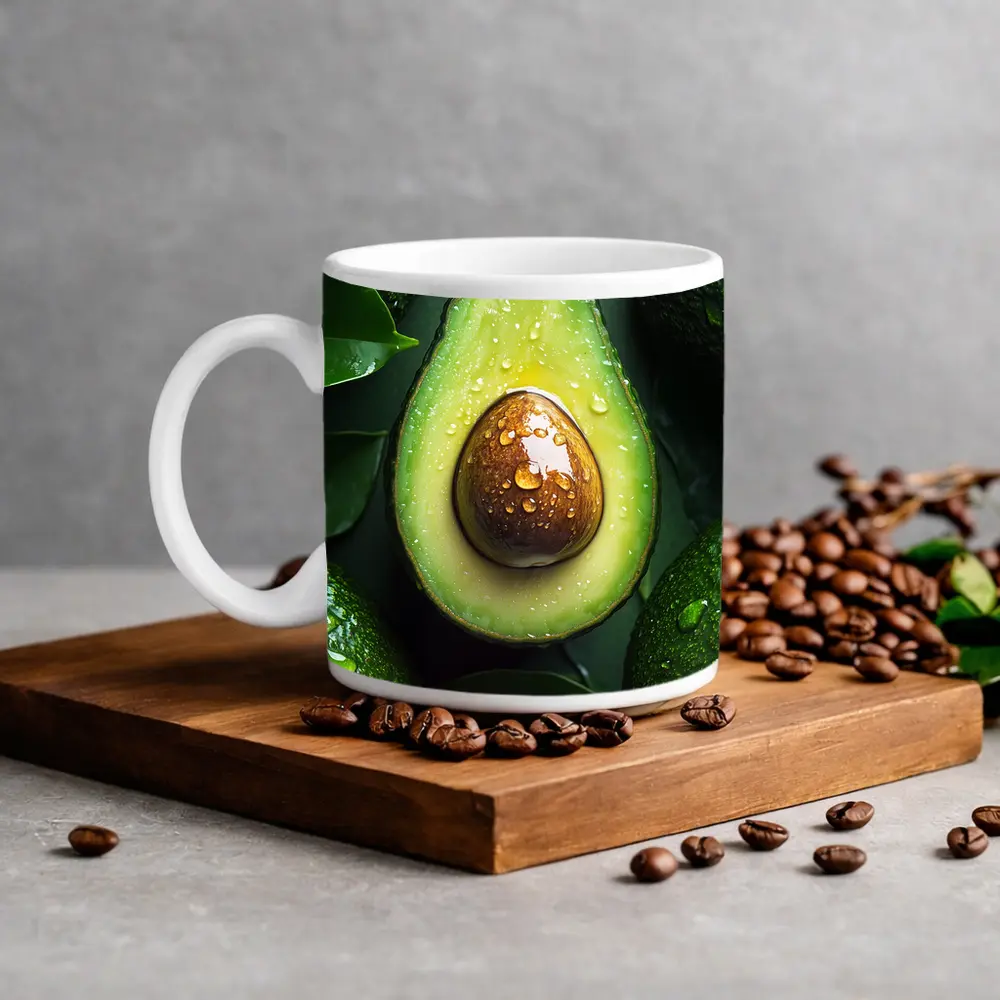 Fresh Avocado Halved With Water Droplets – Mugs